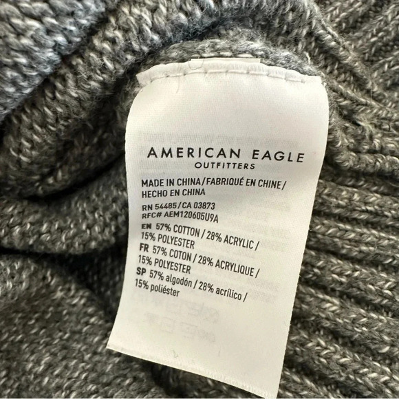 American Eagle Mens Medium Tall Gray Fair Isle Crewneck Sweater Pullover Grey MT - Picture 4 of 4